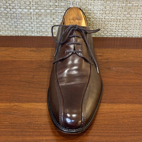 🌟HP🌟2011 Johnston & Murphy Dark Brown Leather Bike Toe Derby Dress Shoe 9.5 - Picture 5 of 11